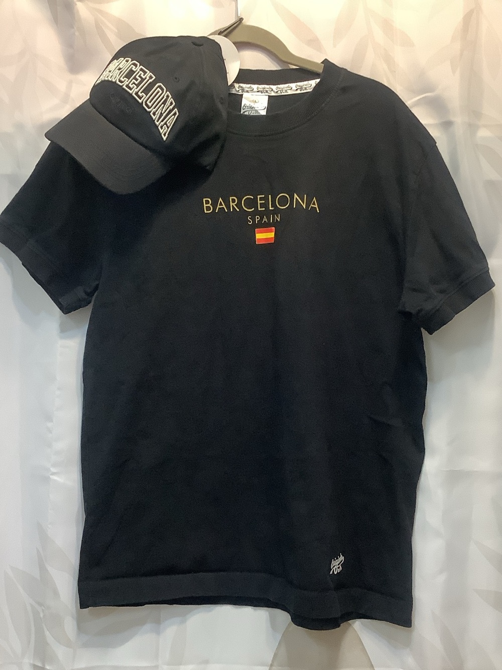 Barcelona Spain Black Graphic Tee w/hat
